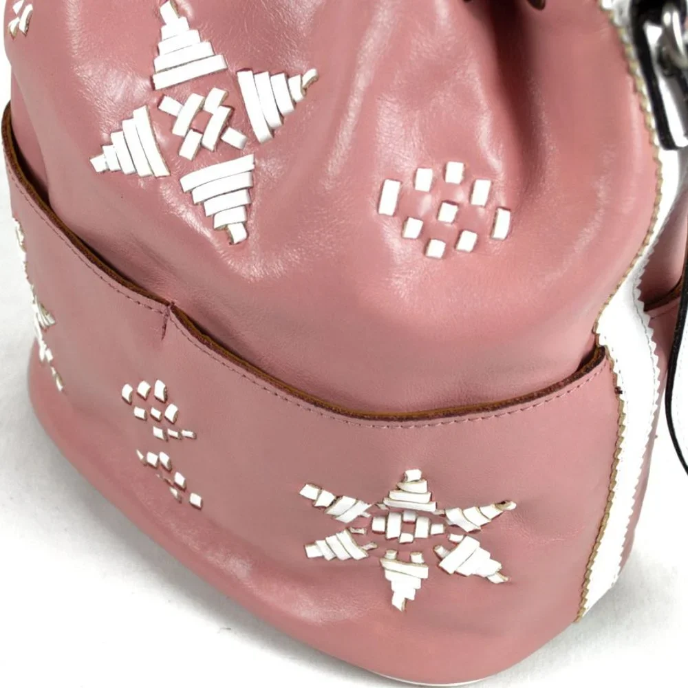 Patricia Nash Pink and White Brindisi Drawstring Bag